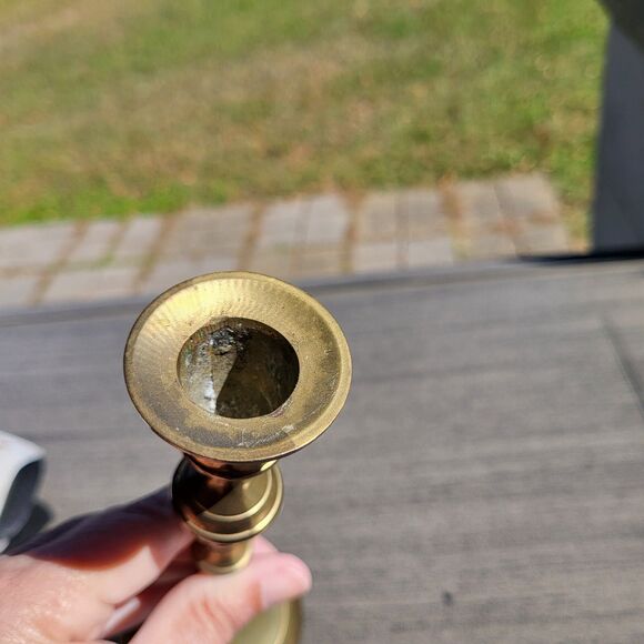 Vintage Brass Candlestick MCM - 7 Inches - Made In India - Picture 9 of 9